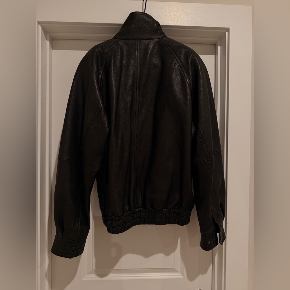 SAINT LAURENT Leather Jacket Stand Collar Runway Black Leather Bomber 2025 - Picture 14 of 17
